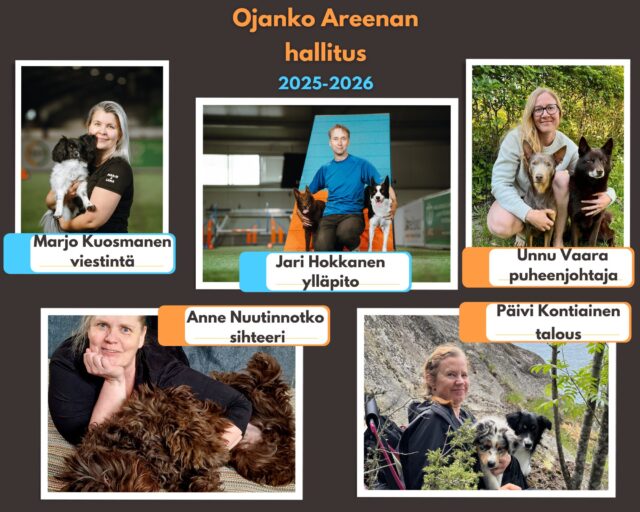 Etusivu 9 Ojanko Areenan hallitus kaudelle 2025-2026 esittäytyy!
Tavoitteenamme on pysyä Suomen johtavana koiraurheilukeskuksena ja panostaa entistä enemmän turvalliseen treeni- ja kilpailutoimintaan.
Tutustu hallitukseemme:
• Unnu Vaara, puheenjohtaja (HSKH)
• Marjo Kuosmanen, viestintä (BAT)
• Anne Nuutinnotko, sihteeri (HSKH)
• Jari Hokkanen, ylläpito (BAT)
• Päivi Kontiainen, talous (HSKH)
Ota yhteyttä:
• Koko hallitus: hallitus@ojanko.fi
• Puheenjohtaja: pj@ojanko.fi
• Muut jäsenet: etunimi.sukunimi@ojanko.fi
Nähdään hallilla!