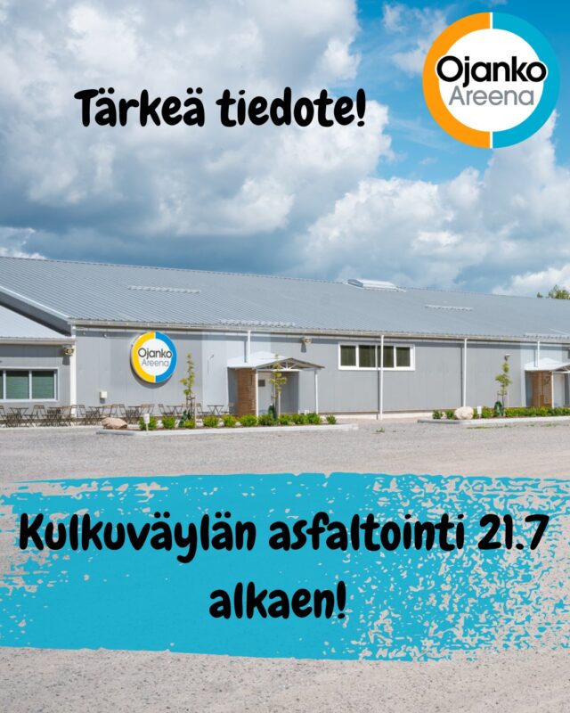 Parannamme jatkuvasti Ojangon koiraurheilualuetta!Heinäkuun 21. päivä aloitamme kulkuväylän asfaltoinnin. Kuten kaikki olemme huomanneet, kulkuväylä kerää vettä sateisella kelillä ja on varsin kuoppainen ja hankalasti huollettava.Kulkuväylän asfaltointi aiheuttaa väliaikaista haittaa liikkumiselle viikolla 30 (21.7 alkaen). Autot tulee jättää HSKH:n tokokenttien päätyyn asfaltoinnin aikana. Portti aukeaa manuaalisesti, numerolukon koodi on sama kuin toiseenkin ajoporttiin. Hallille tulee kulkea kenttien metsän puolta. Otathan tämän huomioon viikolla 30 ja pahoittelemme työstä aiheutuvaa väliaikaista haittaa.Tiedotamme työn etenemisestä vielä lähempänä!Yhteistyössä@elainklinikkaavec